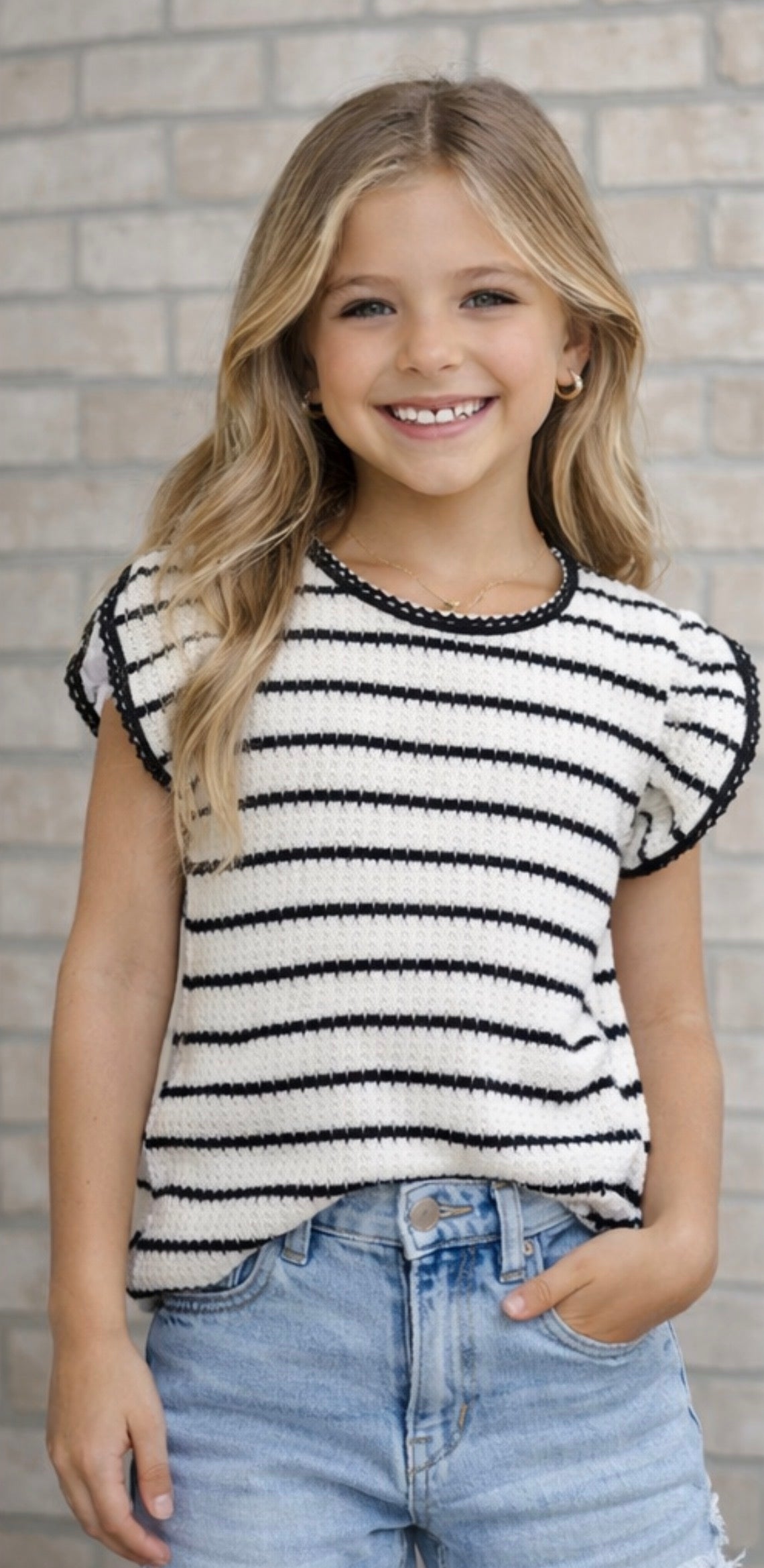 Girls Black and White Stripe