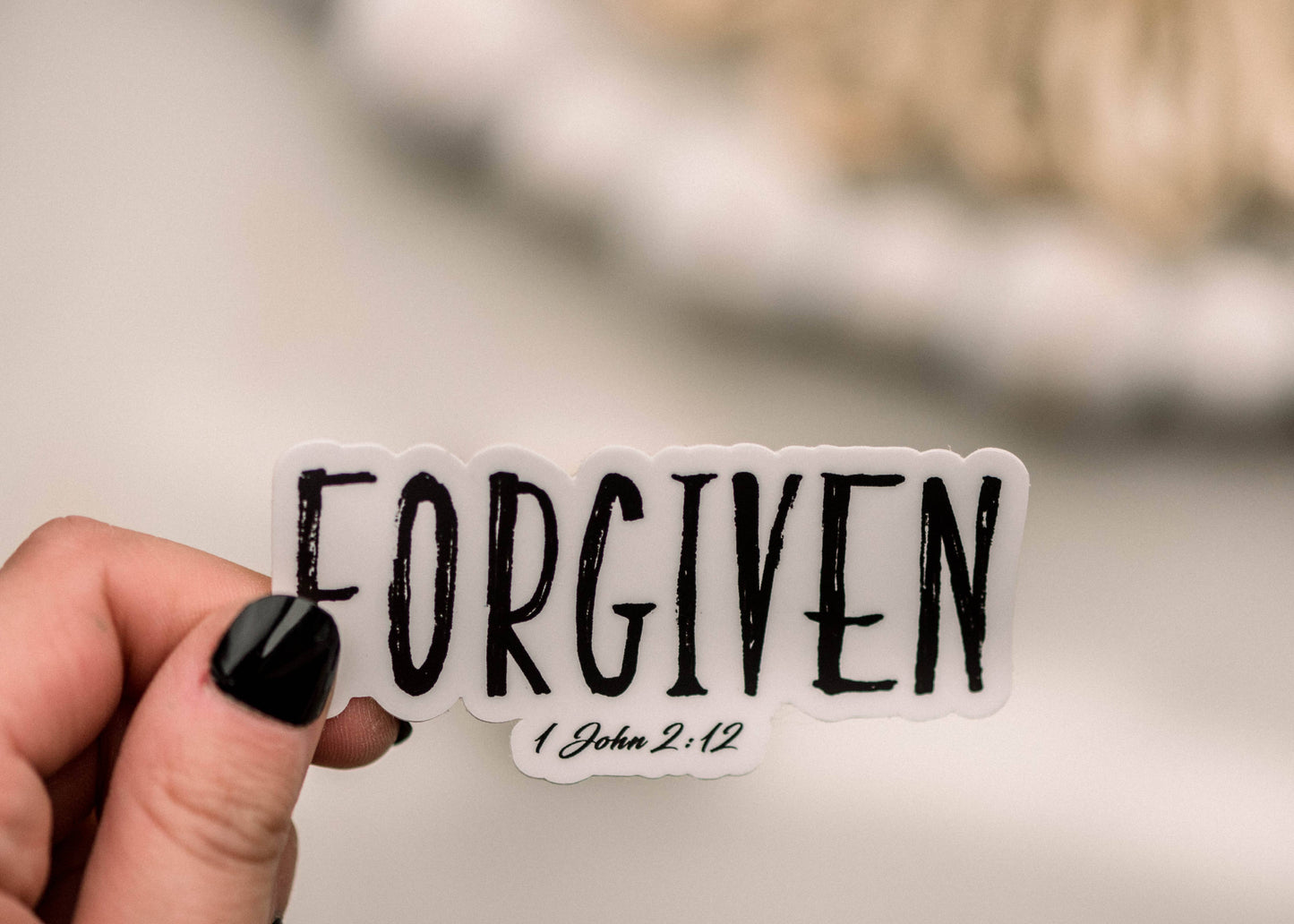 Forgiven Scripture Vinyl Sticker, 3x3 in