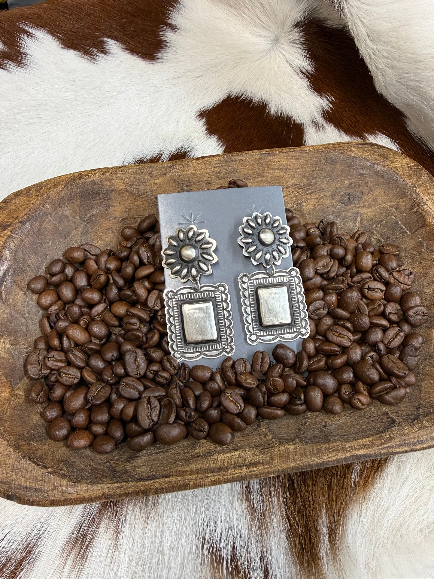 Genuine Sterling Silver Concho Earrings