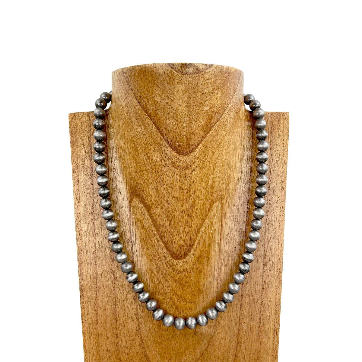 21" 10mm Silver Navajo Pearl Necklace