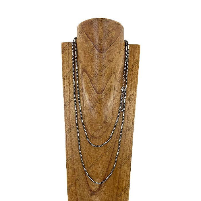 60'' Silver-tone Navajo beads Necklace