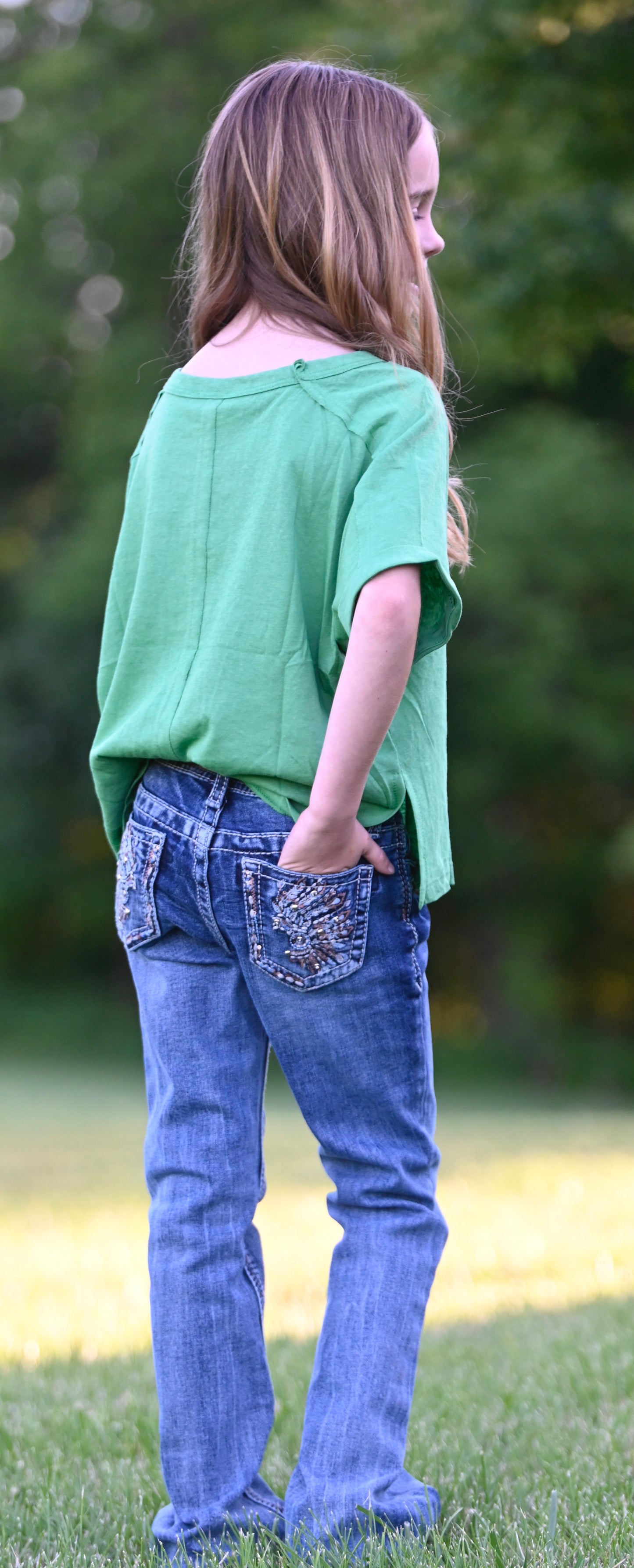 Girls: Green Relaxed Tee