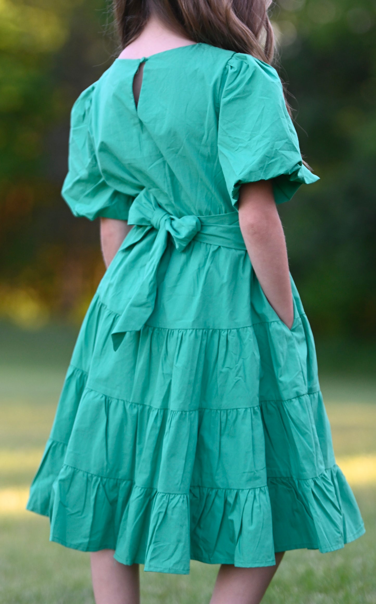 Girls: Green Glimmer Dress