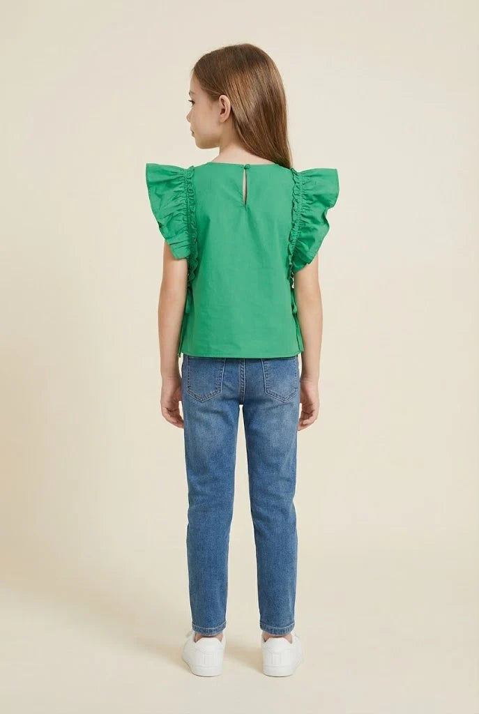 Girls: Emerald Bow Top