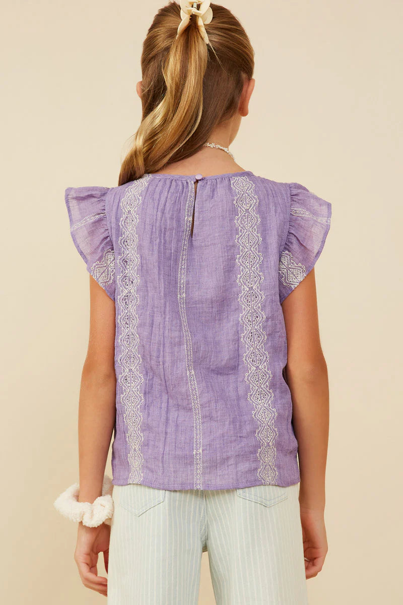 Girls: Purple Lace Top