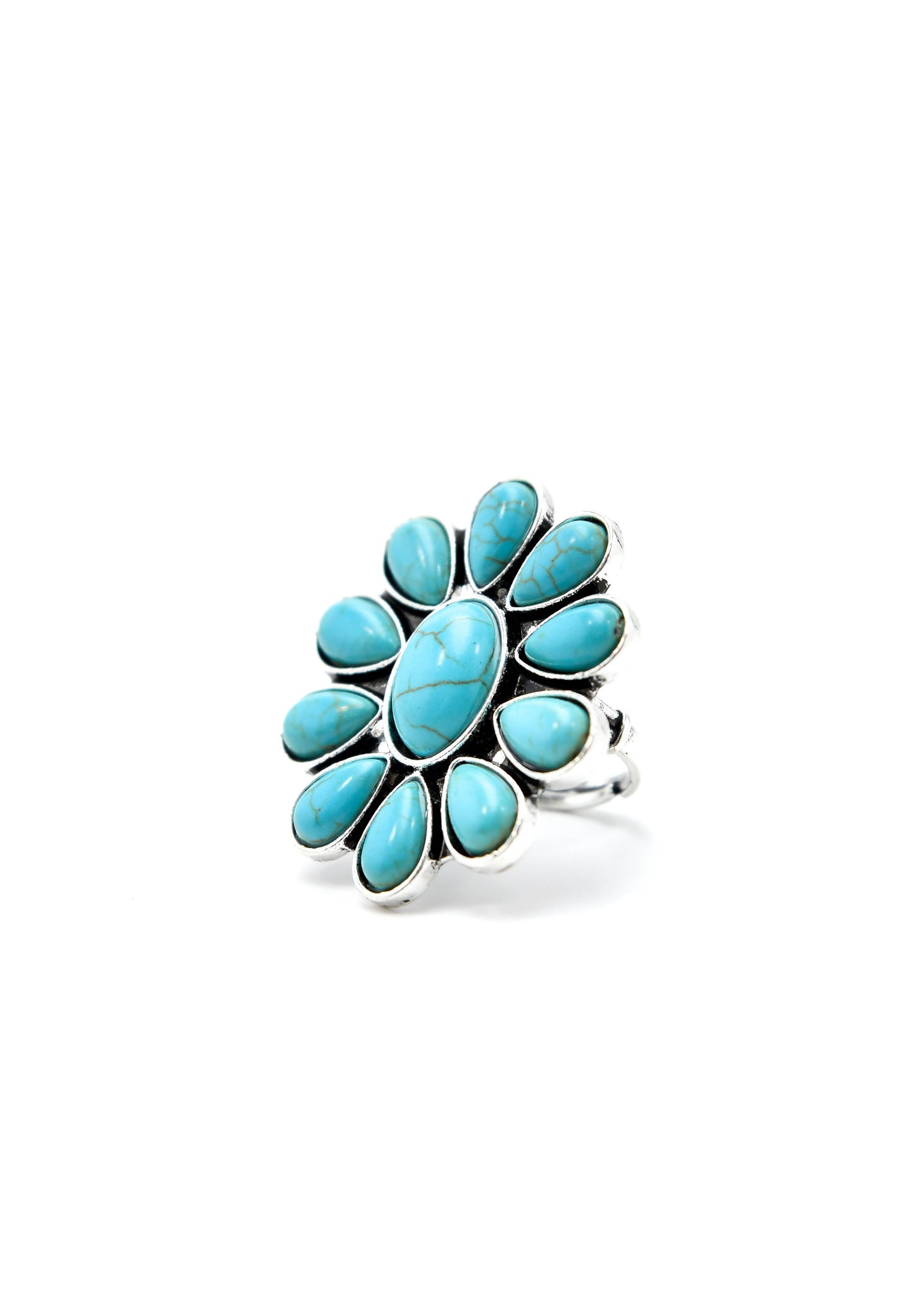 Turquoise Flower Cluster Ring