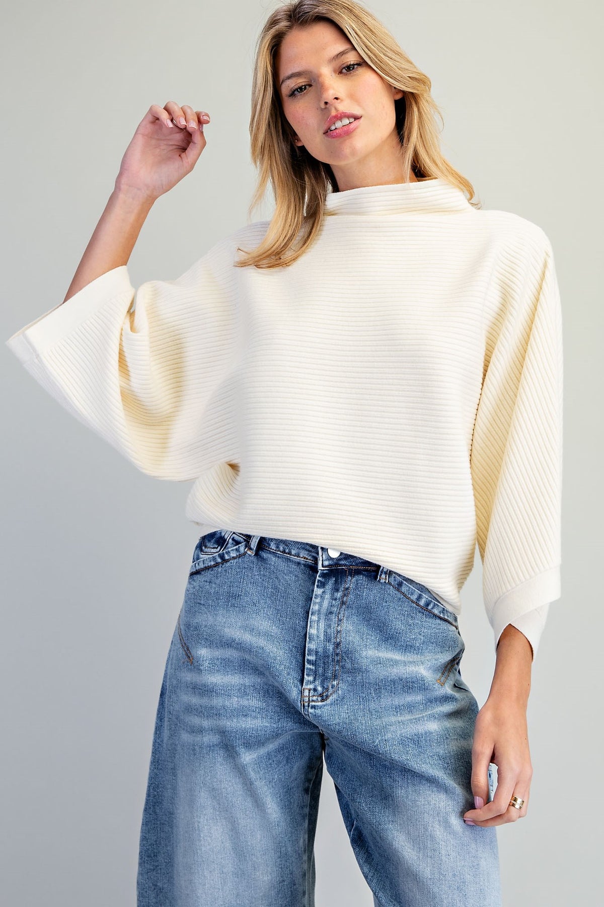 Ribbed Mock Neck