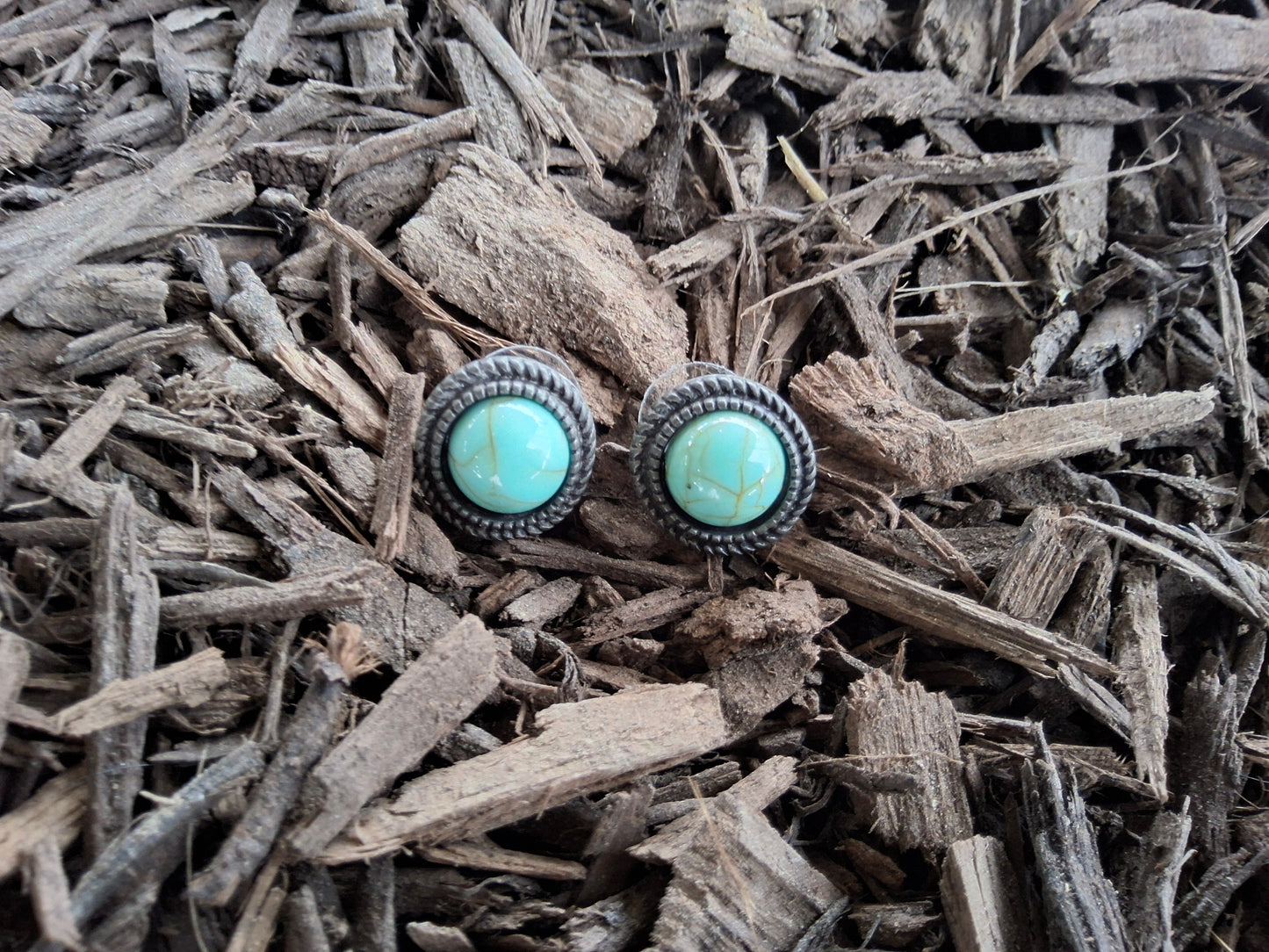Turquoise concho post earring