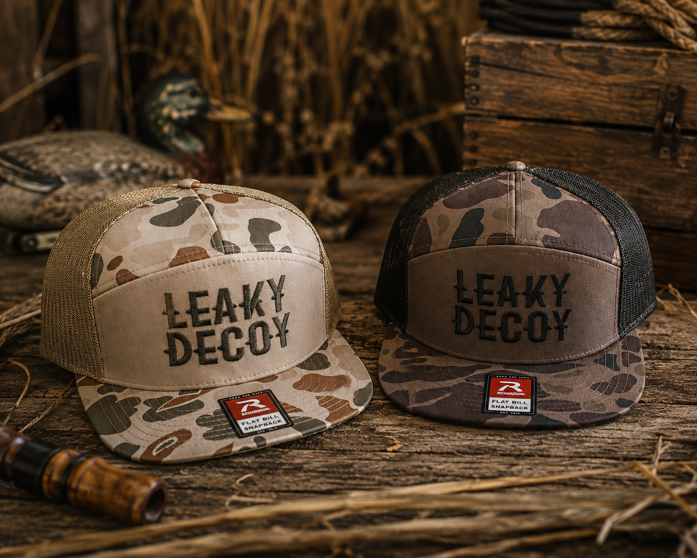 LEAKY DECOY Flat Bill 7 panel hat