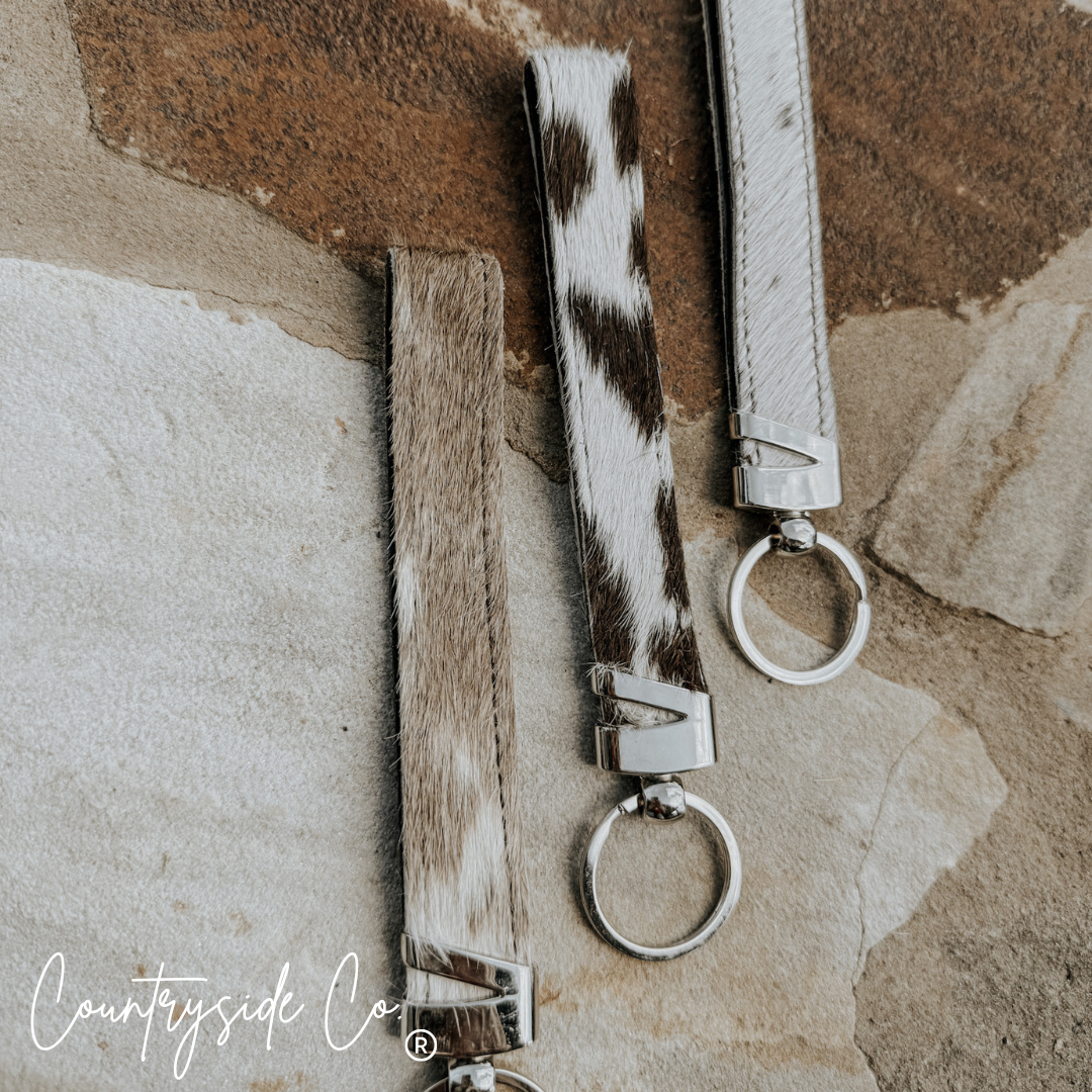 Cowhide Wristlet Keychain