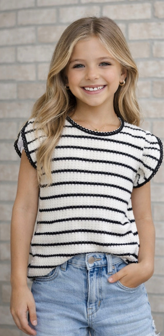 Girls Black and White Stripe