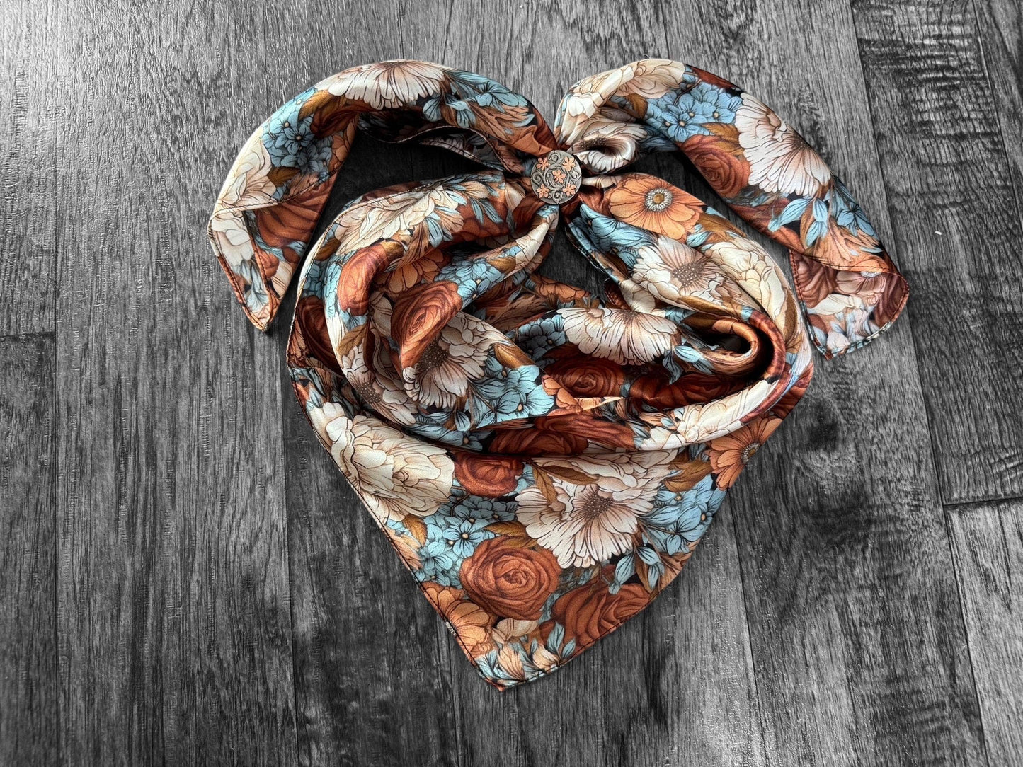 Wild Rag Blue, Rust, Ivory, Brown Floral