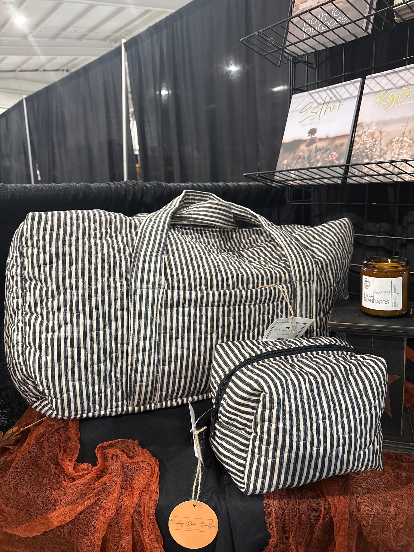 Ticking Stripe Duffle Bag