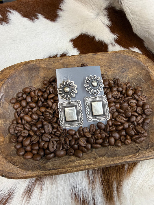 Genuine Sterling Silver Concho Earrings