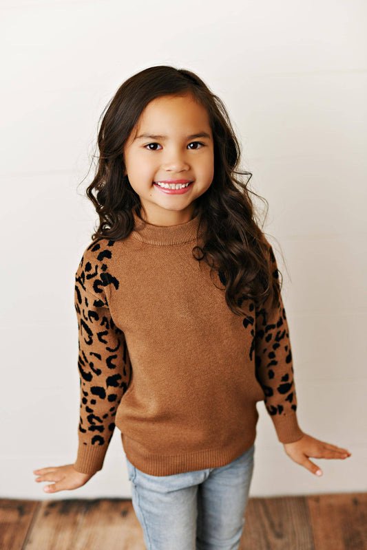 Girls: Leopard Print Crew Neck
