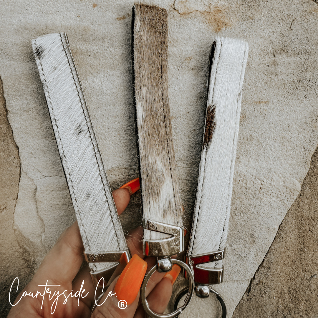 Cowhide Wristlet Keychain