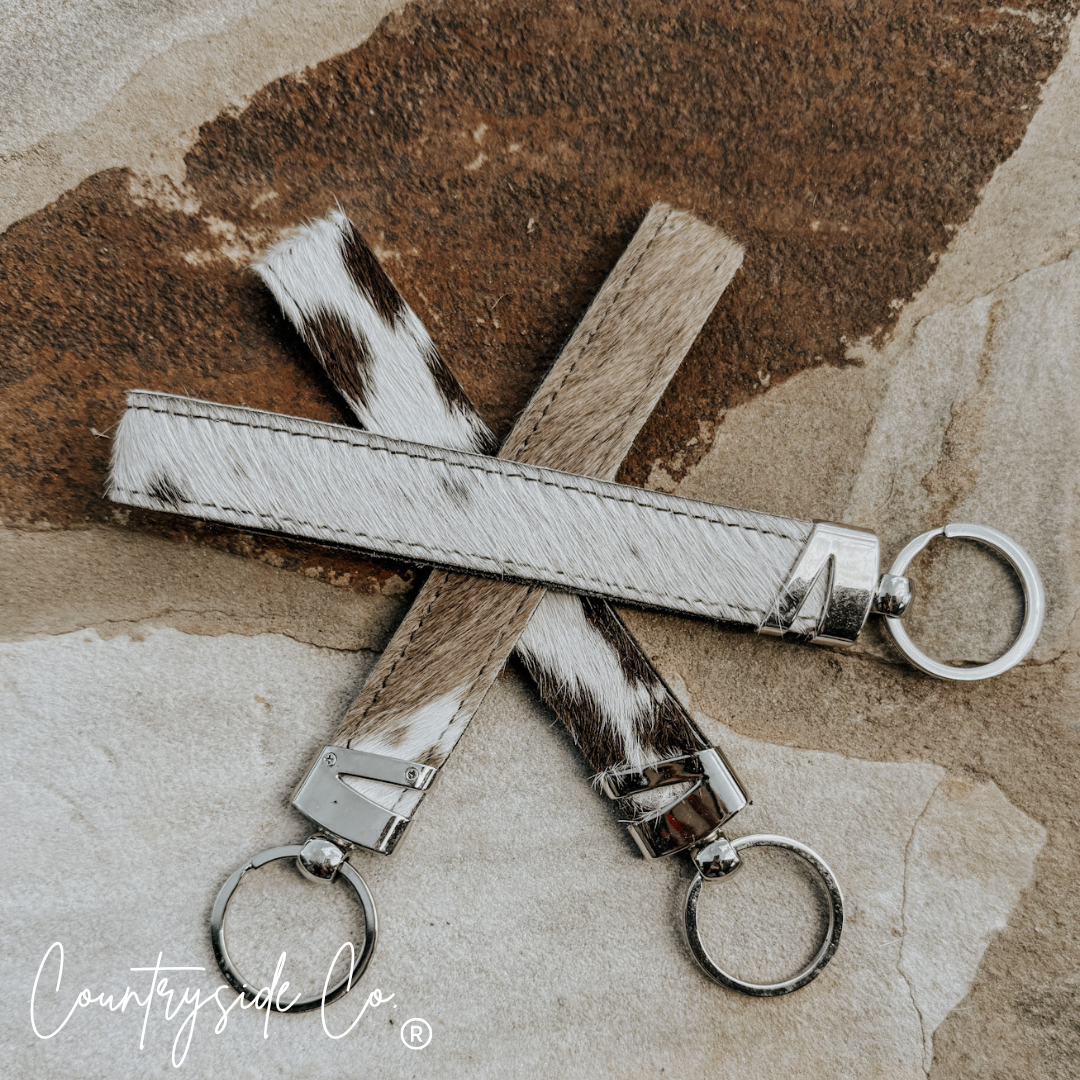 Cowhide Wristlet Keychain