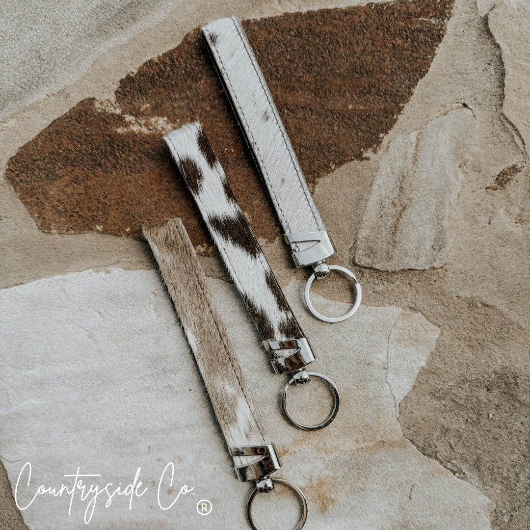 Cowhide Wristlet Keychain
