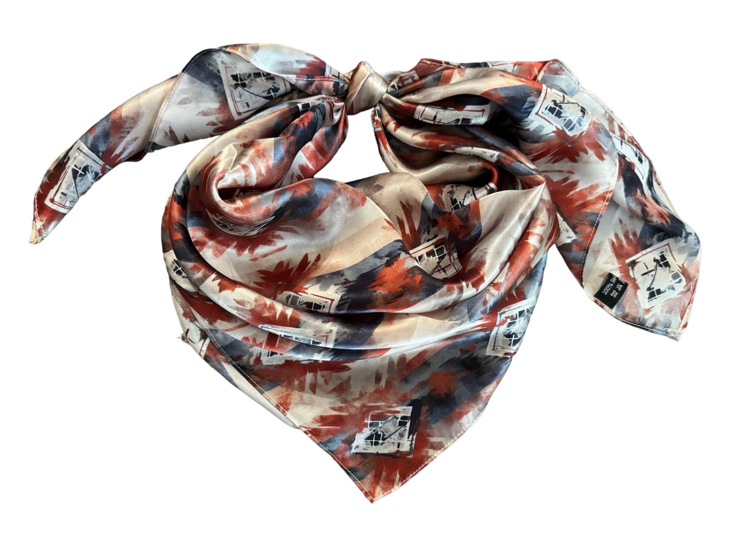 Silk Wild Rag Navy Blue Copper Ivory