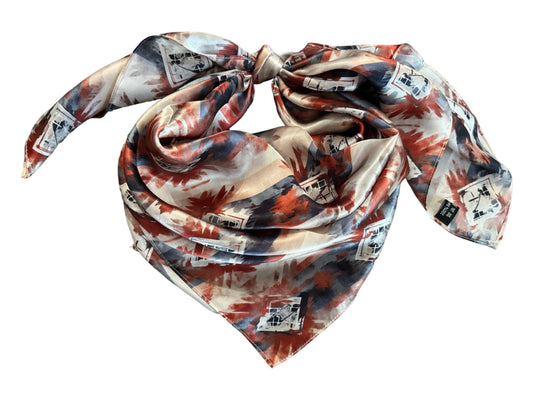 Silk Wild Rag Navy Blue Copper Ivory