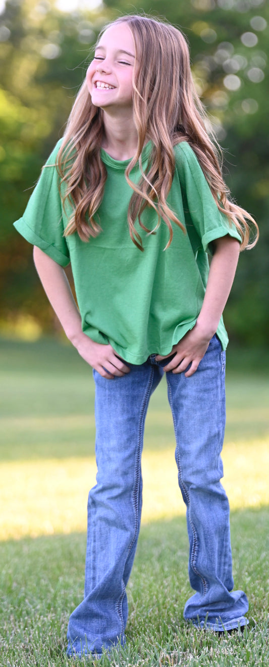 Girls: Green Relaxed Tee