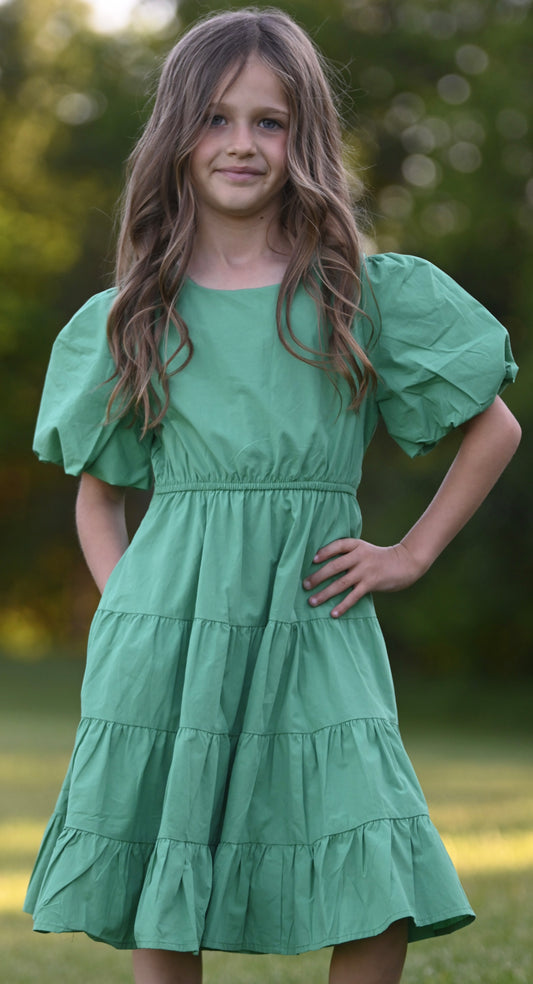 Girls: Green Glimmer Dress