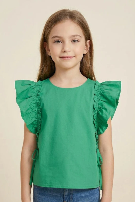 Girls: Emerald Bow Top