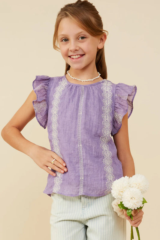 Girls: Purple Lace Top