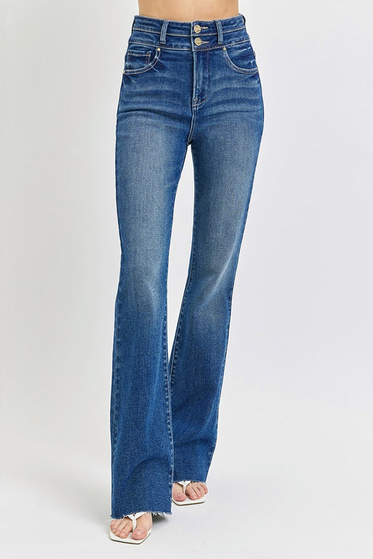 High Rise Bootcut Double Waist Band Jeans