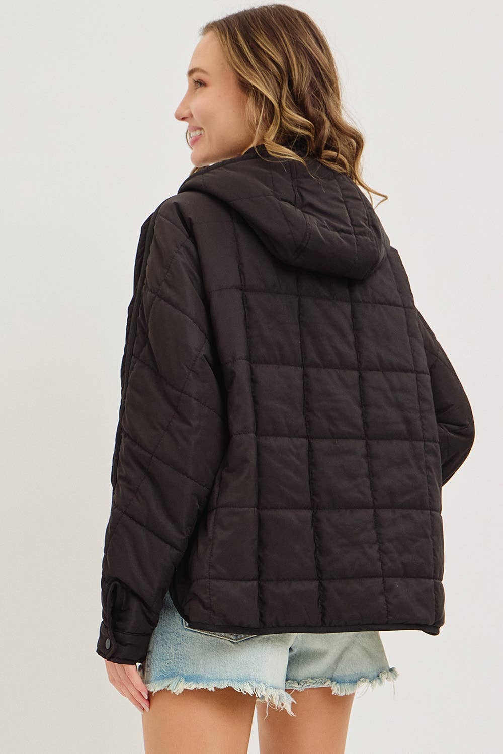 QUILTED PULLOVER PUFFER WITH HOODIE