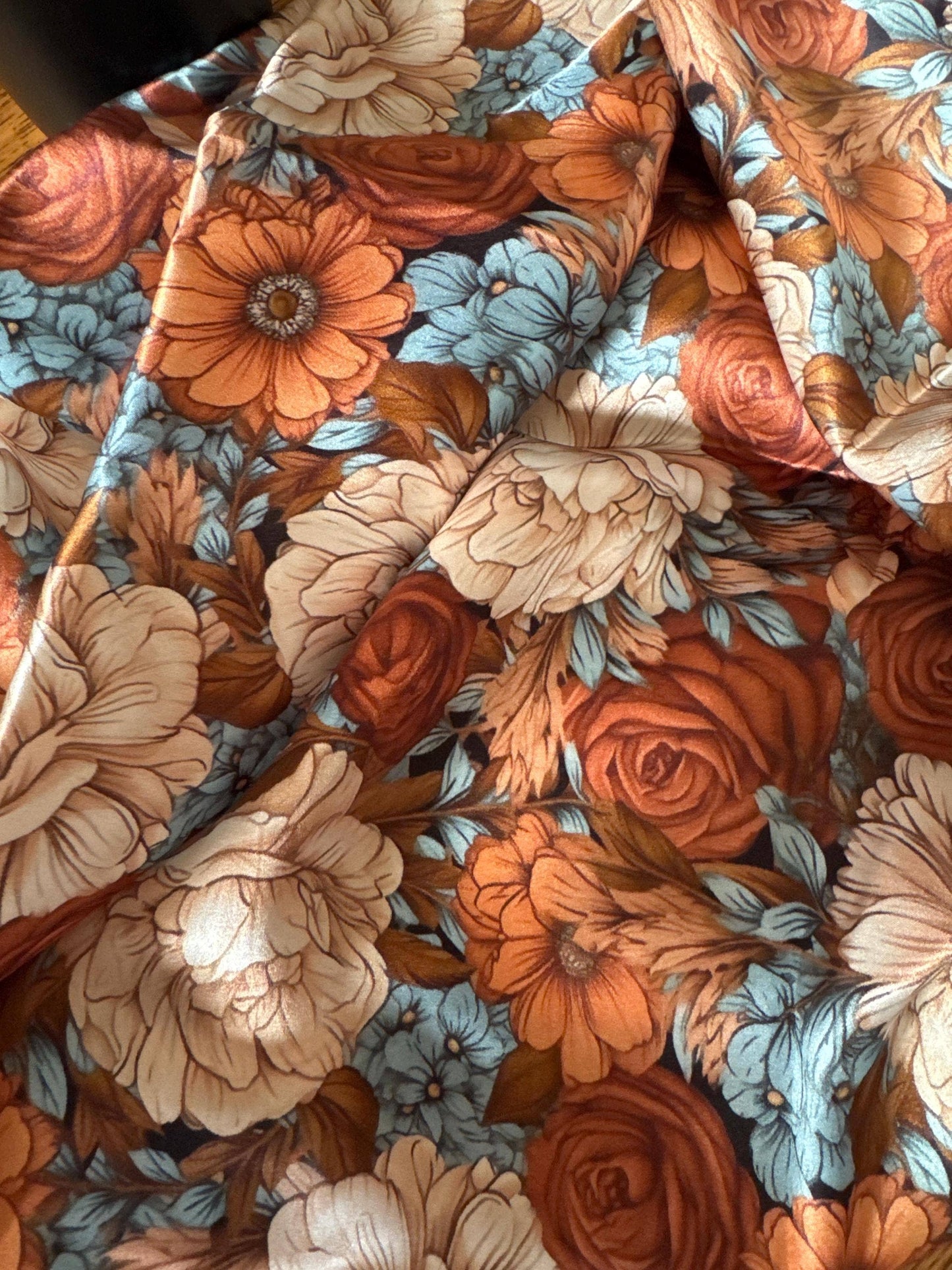 Wild Rag Blue, Rust, Ivory, Brown Floral