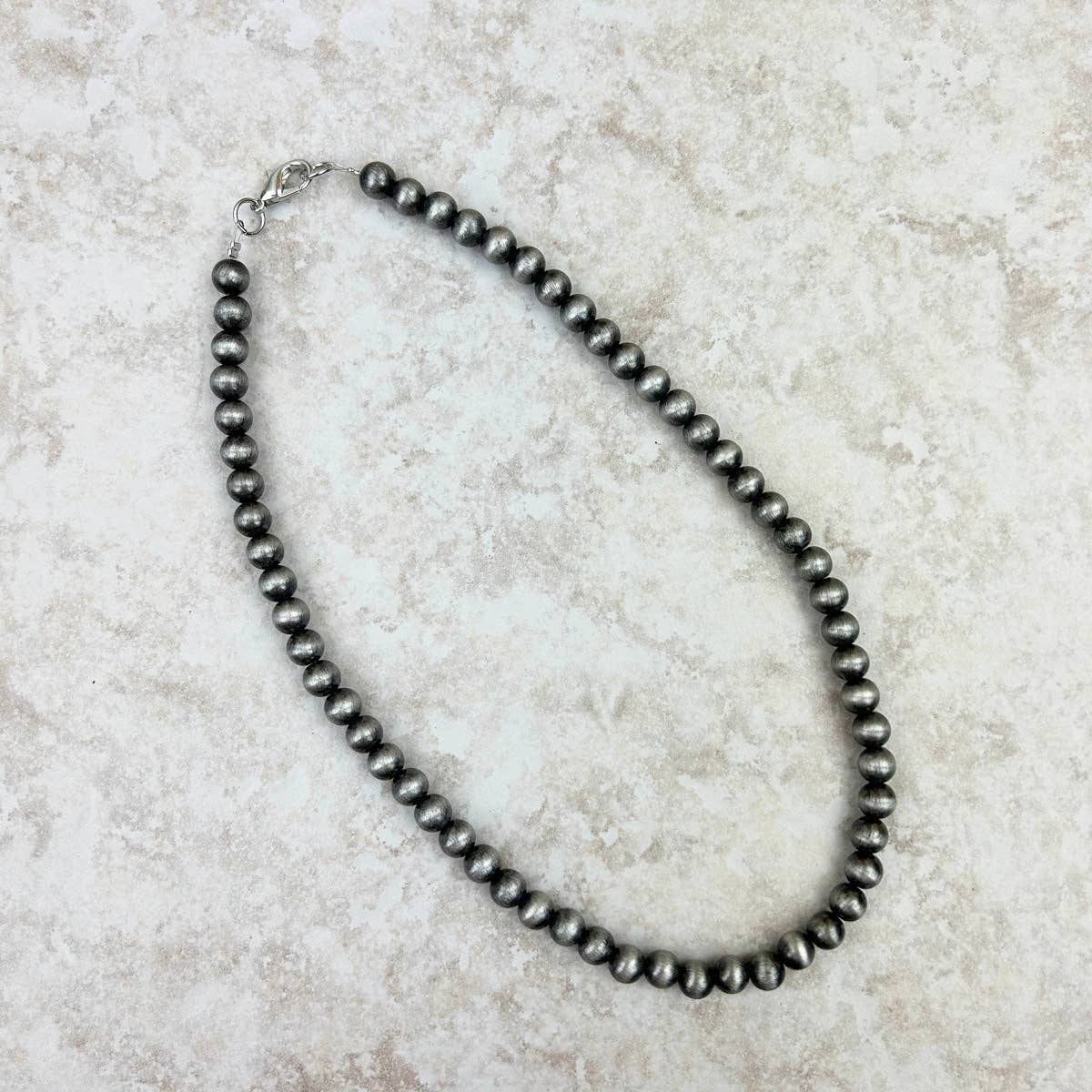 8mm Silver Navajo Pearls