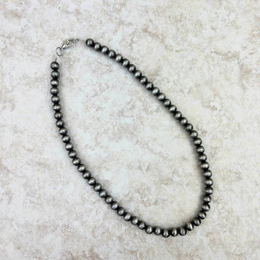 8mm Silver Navajo Pearls