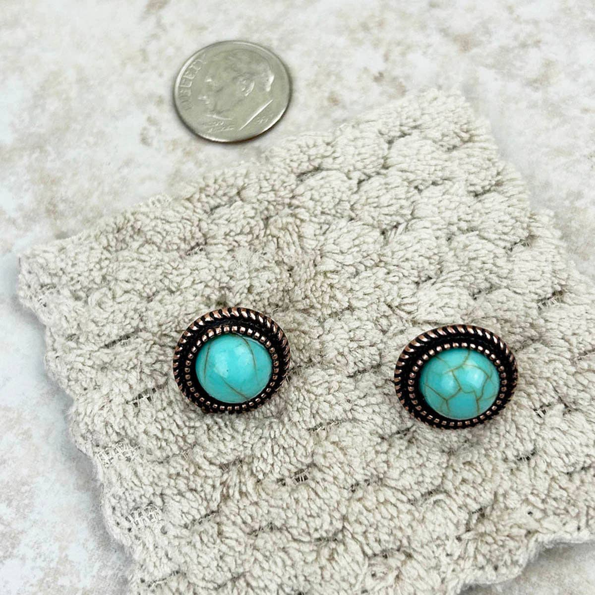 Cooper with blue turquoise concho post earring