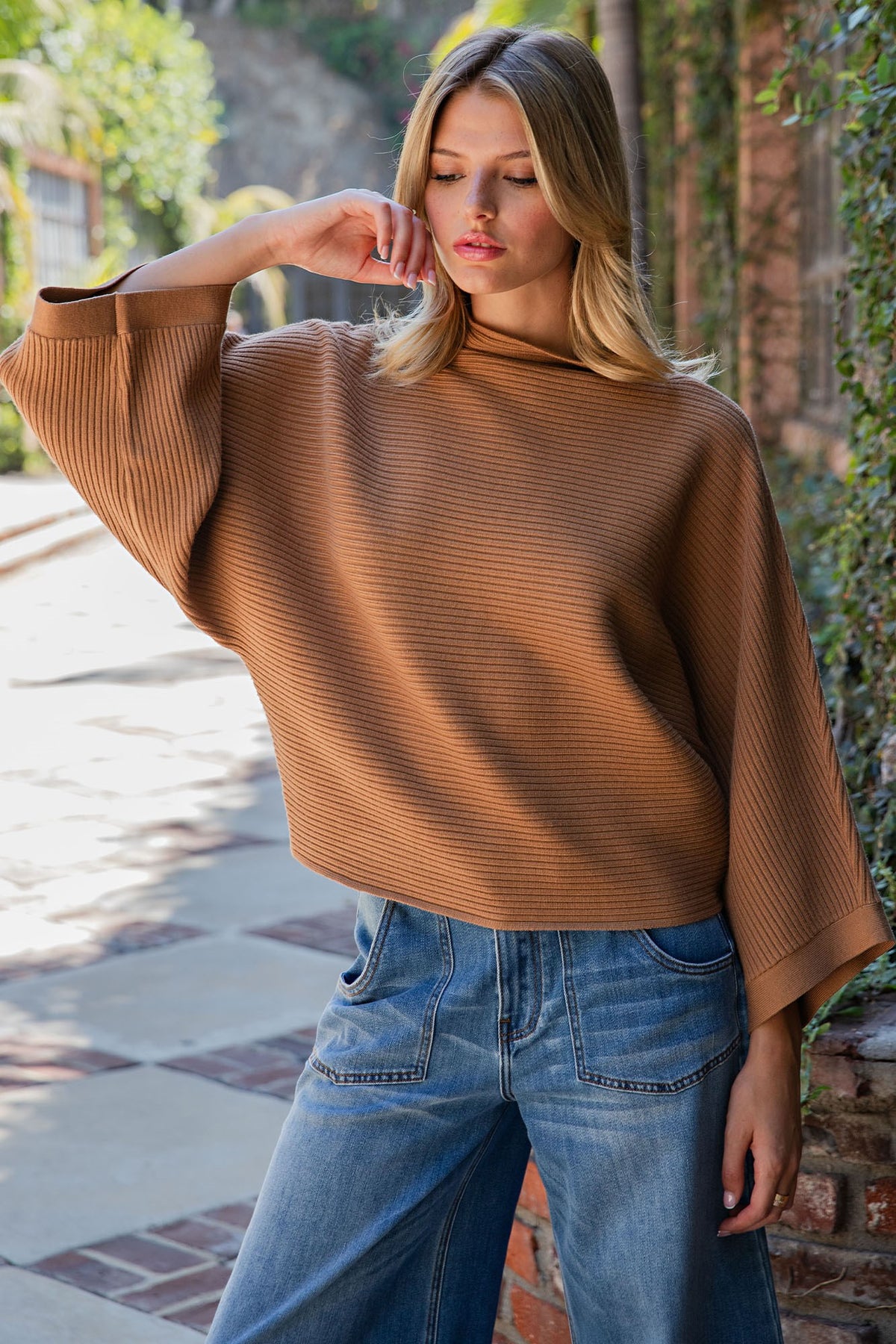 Ribbed Mock Neck